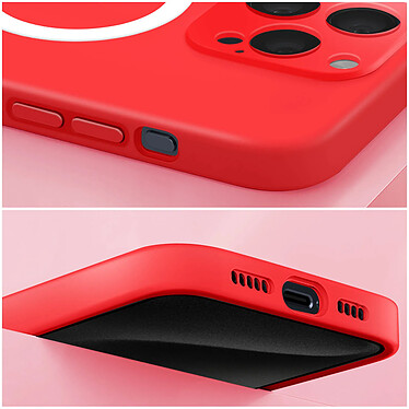 Avizar Coque Magsafe pour iPhone 15 Pro Max Silicone Souple Soft touch  Rouge pas cher