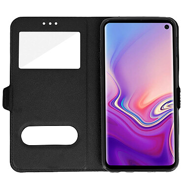 Avizar Etui Samsung Galaxy S10 Housse Folio Double Fenêtre Fonction Support noir pas cher