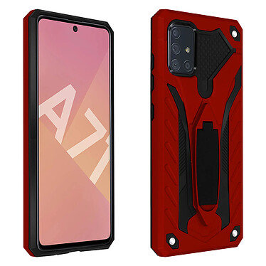 Avizar Coque Samsung Galaxy A71 Bi-matière Antichoc Béquille Fonction Support Rouge