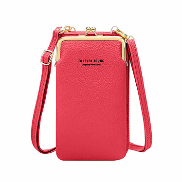 Avizar Pochette Bandoulière Smartphone Simili cuir grainé Multi-compartiments  rose