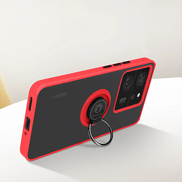 Avizar Coque pour Xiaomi 13T et 13T Pro Bi-matière Bague Métallique Support Vidéo  Rouge pas cher