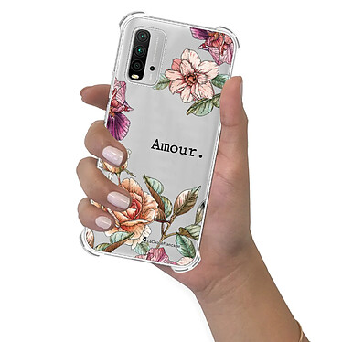 LaCoqueFrançaise Coque Xiaomi Redmi 9T Silicone antichocs Solides coins renforcés  transparente Motif Amour en fleurs pas cher