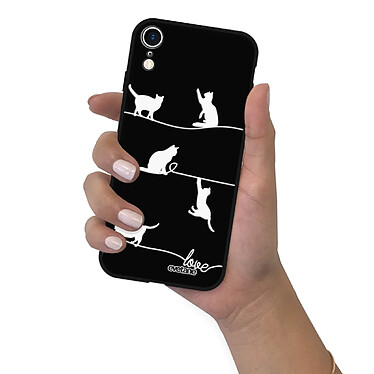 Evetane Coque iPhone Xr Silicone Liquide Douce noir Chat Lignes pas cher