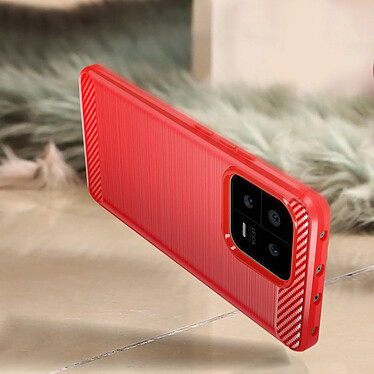 Avizar Coque pour Xiaomi 13 Renforcée Souple Carbone Effet Brossé  Rouge pas cher