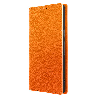 Avizar Etui Google Pixel 7 Portefeuille Design Cuir Texturé Support Video Orange