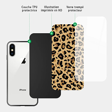 Acheter Evetane Coque en verre trempé iPhone Xs Max Léopard Beige