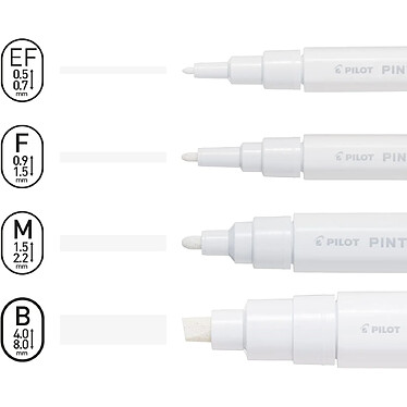 Avis PILOT Etui de 4 Marqueurs à Pigment PINTOR WHITE Extra Fine, Fine, Moyenne et Large