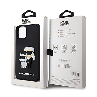 Karl Lagerfeld Coque pour iPhone 15 Plus Bi-matière Bords Rehaussés Noir pas cher