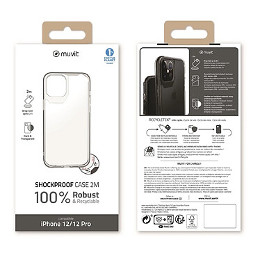 Acheter Muvit Coque pour iPhone 12 / 12 Pro Recycletek Renforcée et Antichoc 2M Transparent