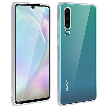 Avizar Coque Huawei P30 Silicone Gel + Film Ecran Verre Trempé noir