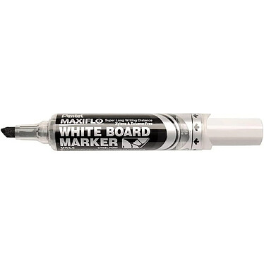 PENTEL Marqueur Tableau Blanc MAXIFLO MWL6 Pointe Biseautée Large Noir x 12