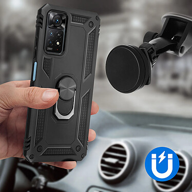 Avizar Coque pour Xiaomi Redmi Note 11 Pro 5G Antichoc Bi-matière Bague Support Vidéo  Noir pas cher