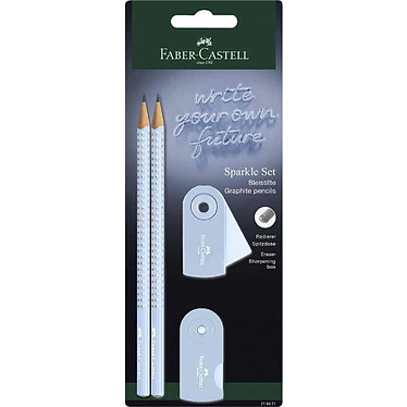 FABER-CASTELL Kit d'écriture GRIP SPARKLE, bleu ciel