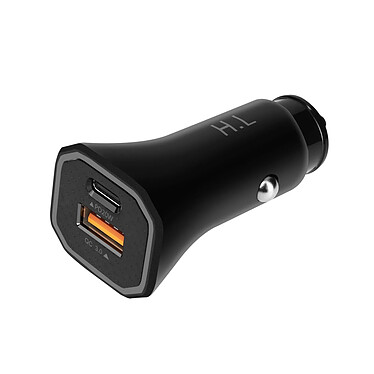 Avizar Chargeur Voiture avec Deux Ports USB 3.0 et USB-C Power Delivery Noir