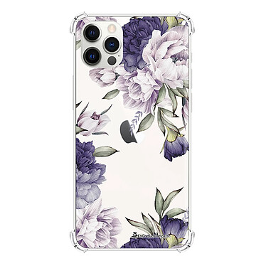 LaCoqueFrançaise Coque iPhone 12/12 Pro anti-choc souple angles renforcés transparente Motif Pivoines Violettes