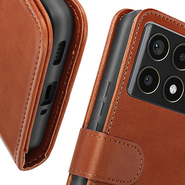 Avizar Étui pour Xiaomi Poco F6 Pro Clapet Portefeuille Support Style Vintage Marron Clair pas cher