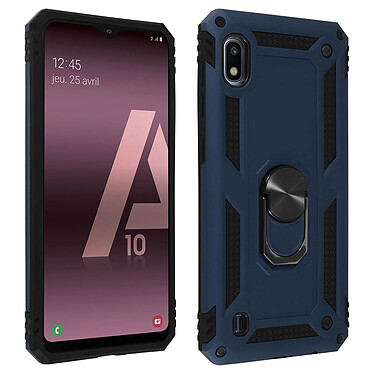 Avizar Coque Galaxy A10 Bi matière Rigide et Souple Bague Support Vidéo bleu nuit