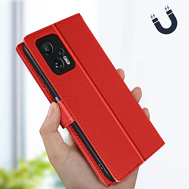 Avizar Étui pour Xiaomi Poco X4 GT Clapet Portefeuille Support Vidéo Dragonne  rouge pas cher