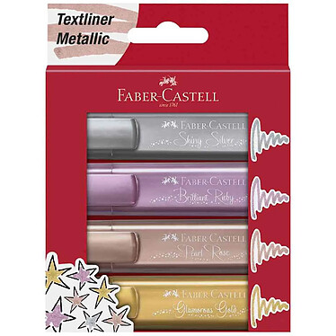 FABER-CASTELL Surligneur TEXTLINER 1546 Metallic, étui de 4 couleurs assorties