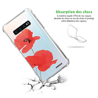 Avis Evetane Coque Samsung Galaxy S10 Plus anti-choc souple angles renforcés transparente Motif Coquelicot