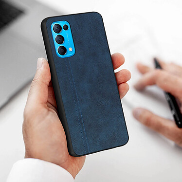 Acheter Avizar Coque Oppo Find X3 Lite Aspect Cuir Effet Vintage Protection Rigide bleu nuit