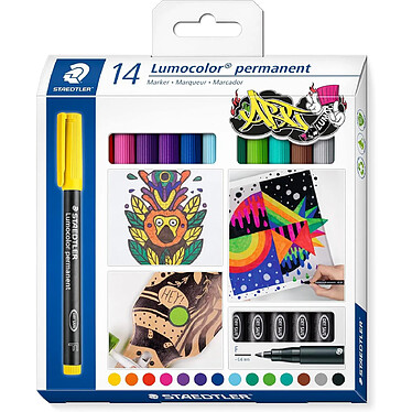 STAEDTLER Marqueur permanent 318F Lumocolor, étui de 14