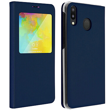 Avizar Housse Samsung Galaxy M20 Étui à Clapet Fenêtre Coque Ultra-fin Bleu nuit