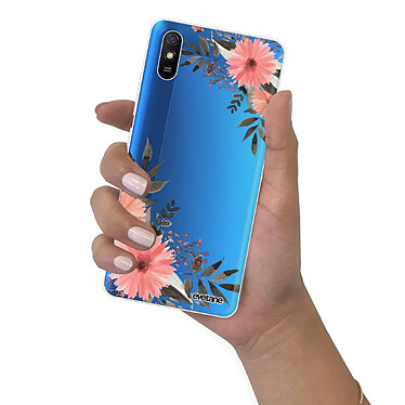 Evetane Coque Xiaomi Redmi 9A 360 intégrale transparente Motif Fleurs roses Tendance pas cher