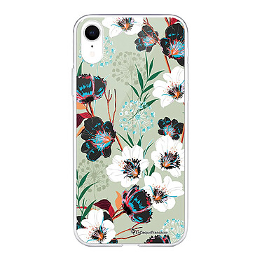 LaCoqueFrançaise Coque iPhone Xr silicone transparente Motif Fleurs vert d'eau ultra resistant