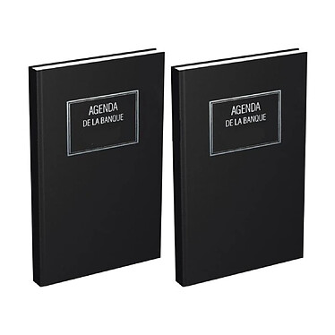 LECAS Agenda Banquier Large 18 x 29 cm 2 volumes 1 jour/2 pages Noir