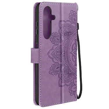 Avizar Étui Fleurs Mandala pour Samsung Galaxy A25 5G Portefeuille Dragonne Violet