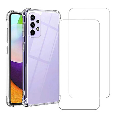 Acheter Evetane Coque Samsung Galaxy A52/A52S Antichoc Silicone + 2 Vitres en verre trempé Protection écran