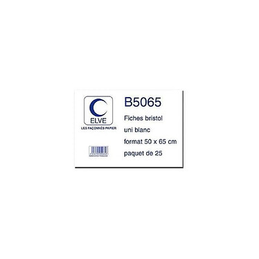 ELVE Paquet de 25 Fiches bristol 50 x 65 cm 180g Unie Blanc