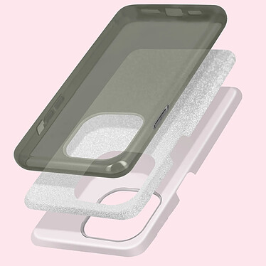 Avis Avizar Coque iPhone 14 Paillette Amovible Silicone Semi-rigide Argent