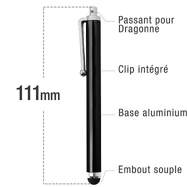 Avizar Stylet Noir pour écran Tactile - Pointe Ronde pas cher