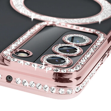 Avis Avizar Coque Diamant pour Samsung Galaxy S22 MagSafe Contour Strass Rose Champagne