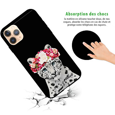 Avis Evetane Coque iPhone 11 Pro Silicone Liquide Douce noir Leopard Couronne