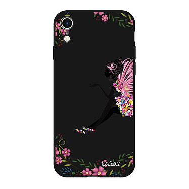 Evetane Coque iPhone Xr Silicone Liquide Douce noir Fée Fleurale