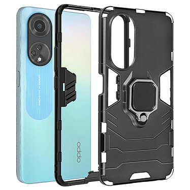 Avizar Coque pour Oppo A98 5G Bi-matière Antichoc Anneau Support  Noir pas cher