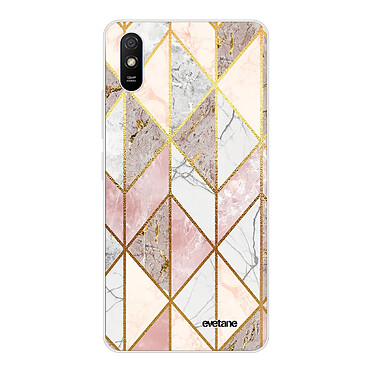 Evetane Coque Xiaomi Redmi 9A 360 intégrale transparente Motif Marbre Rose Losange Tendance