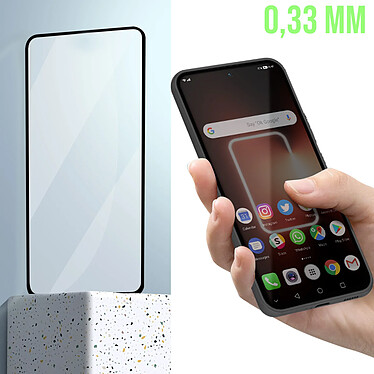 Avizar Verre Trempé pour Realme GT3 Dureté 9H Anti-rayures Transparent bords biseautés noir pas cher