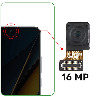 Avis Clappio Caméra Avant pour Xiaomi Poco X6 Pro Capteur Selfie 16MP Noir