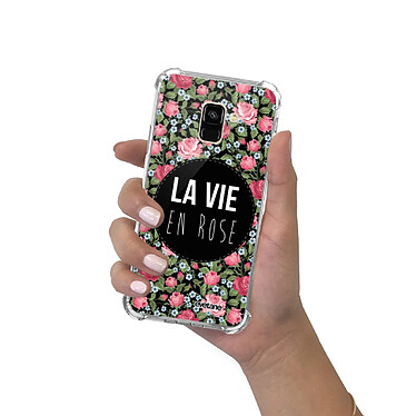 Evetane Coque Samsung Galaxy A8 2018 anti-choc souple angles renforcés transparente Motif La Vie en Rose pas cher