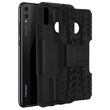 Avizar Coque Honor 8X Antichocs Silicone + Polycarbonate Support intégré Noir