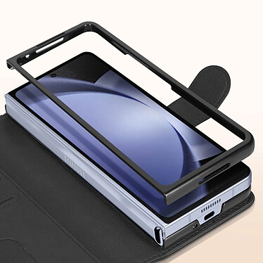 Avis Avizar Étui pour Galaxy Z Fold 5 Portefeuille Languette Aimantée Chesterfield Noir