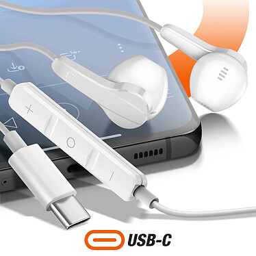 Acheter LinQ Écouteurs USB C Magnétiques avec Microphone et Boutons Contrôles Blanc