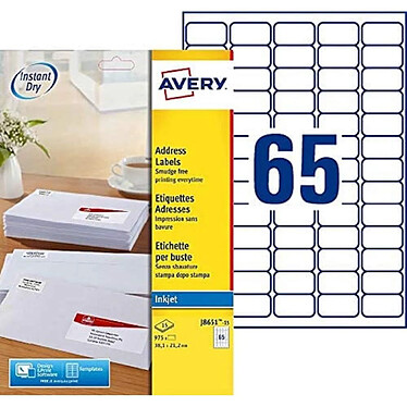 AVERY Etui de 975 Etiquettes d'adresse jet d'encre, 38,1 x 21,2 mm, blanc