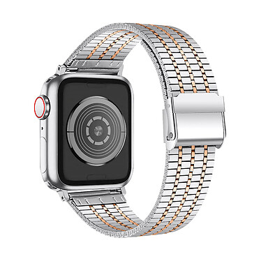 Avizar Bracelet pour Apple Watch 49mm 45mm 44mm 42mm Maillons Acier Inoxydable Argent et Rose Gold