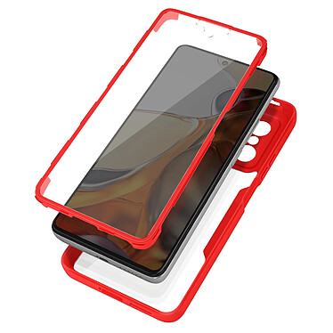 Avizar Coque pour Xiaomi 11T et 11T Pro Dos Plexiglas Avant Polymère Coins Renforcés Contour Rouge