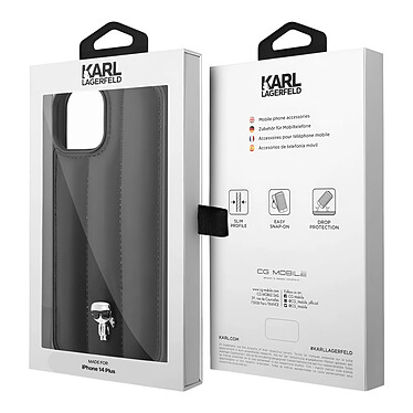 Karl Lagerfeld Coque pour iPhone 14 Plus Dos Cuir Vegan Matelassé Noir pas cher